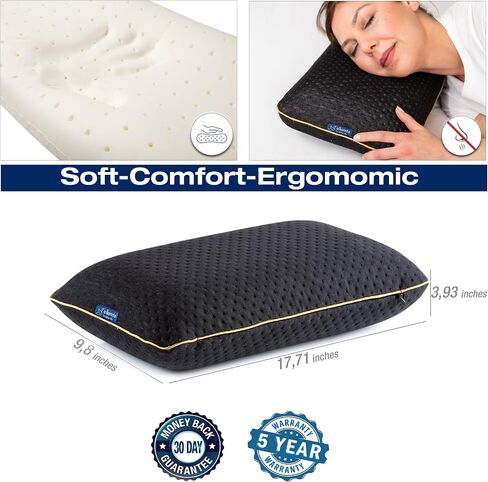 alkamto Travel & Camping Comfortable Memory Foam Pillow with Extra Cotton Cover – Easy to Carry Portable Bag – Temperature Regulating Pillow Case - Perfect for Travelling/Fishing/Backpacking/Hiking in Kuwait