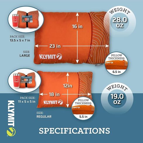 Klymit Drift Camping Pillow, Shredded Memory Foam Travel Pillow with Reversible Cover for Outdoor Use,Green Large (Pack of 1) in Saudi Arabia