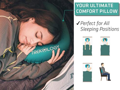 TREKOLOGY Ultralight Inflatable Camping Travel Pillow - ALUFT 2.0 Compressible, Compact, Comfortable, Ergonomic Inflating Pillows for Neck & Lumbar Support While Camp, Hiking, Backpacking in Saudi Arabia