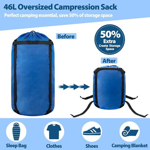 PYBBO 46L Lightweight Compression Stuff Sack for Camping Outdoor Hiking Travelling, Nylon Storage Compact Bag for Sleeping Bag in Saudi Arabia
