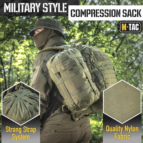 M-Tac Sleeping Bag Compression Stuff Sack Military Water Resistant Compression Bag Lightweight Nylon Compression Sack 12 Liters for Travel, Camping, Hiking, Outdoor (M - 24liters, Olive) in Saudi Arabia