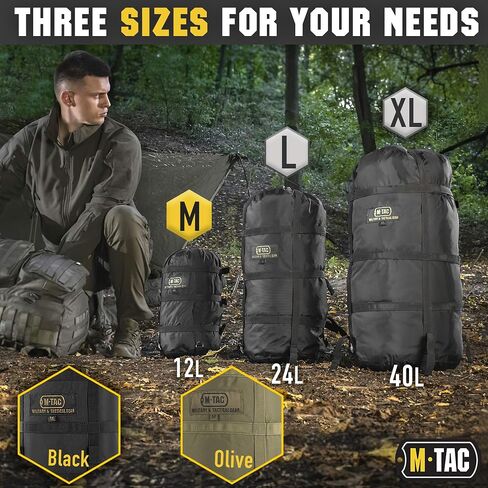 M-Tac Sleeping Bag Compression Stuff Sack Military Water Resistant Compression Bag Lightweight Nylon Compression Sack 12 Liters for Travel, Camping, Hiking, Outdoor (M - 24liters, Olive) in Saudi Arabia