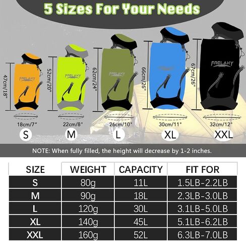 Frelaxy Compression Sack, 40% More Space! Sleeping Bag Stuff Sack | Ultralight Compression Stuff Sack, Water-Resistant & Ultralight Space Saving Gear for Camping, Hiking 11L/18L/30L/45L/52L in Saudi Arabia