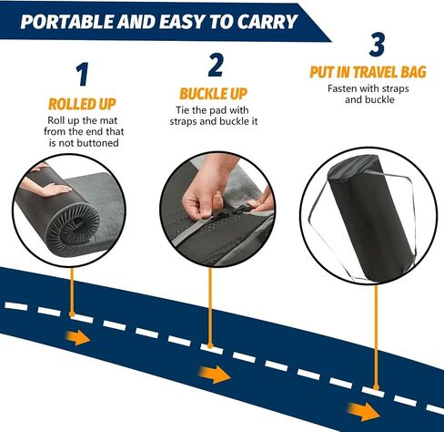 Memory Foam Camping Mattress Pad, CertiPUR-US Sleeping Mat, Portable Roll Up Mattress for Adults, Camping Bed Pads for Sleepover, Car Bed with Travel Bag in Kuwait