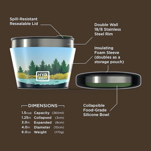 HYDAWAY 1.5-Cup Collapsible Insulated Bowl with Lid | BPA-Free, Leak-Resistant, and Ultra-Compact for Travel, Camping & Everyday Meals in Kuwait