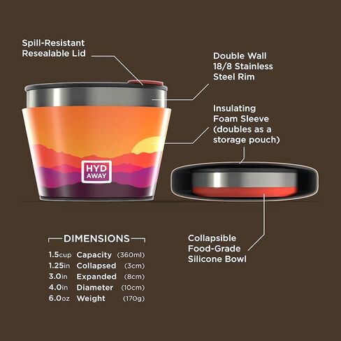 HYDAWAY 1.5-Cup Collapsible Insulated Bowl with Lid | BPA-Free, Leak-Resistant, and Ultra-Compact for Travel, Camping & Everyday Meals in Kuwait
