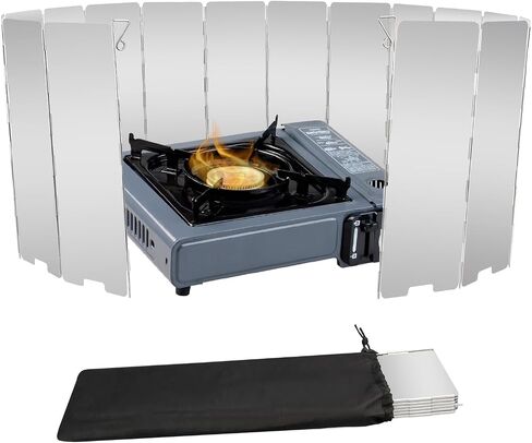 10 Plates Stove Windscreen, Aluminum Stove Windshield with Drawstring Bag | for Camping, Butane Stoves in Kuwait