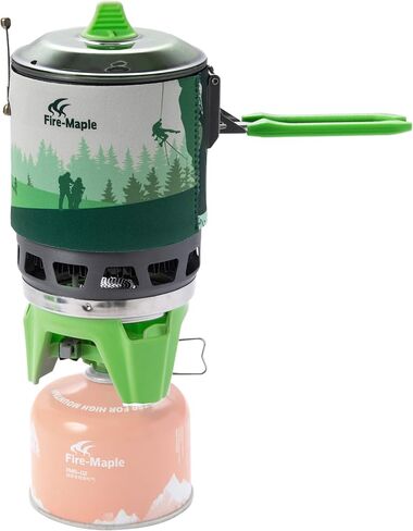 Fire-Maple Fixed Star 1 Backpacking and Camping Stove System, Black 18oz | 30% Faster Boil with HX Base, Piezo Ignition, Compact & Durable, All-in-One Pot, Compatible with Most Canisters, Portable in Kuwait