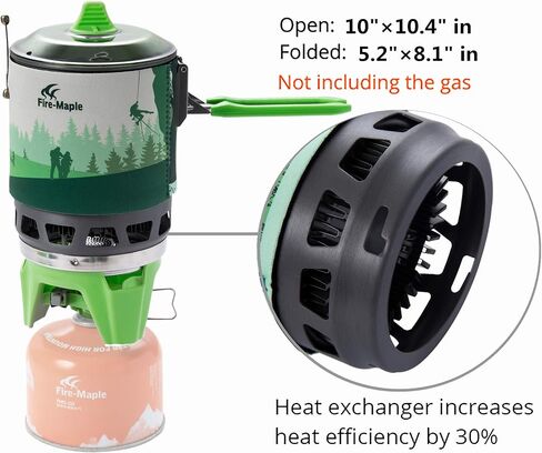 Fire-Maple Fixed Star 1 Backpacking and Camping Stove System, Black 18oz | 30% Faster Boil with HX Base, Piezo Ignition, Compact & Durable, All-in-One Pot, Compatible with Most Canisters, Portable in Kuwait