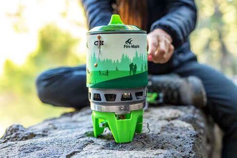 Fire-Maple Fixed Star 1 Backpacking and Camping Stove System, Black 18oz | 30% Faster Boil with HX Base, Piezo Ignition, Compact & Durable, All-in-One Pot, Compatible with Most Canisters, Portable in Kuwait