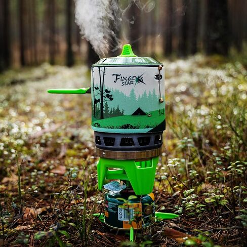 Fire-Maple Fixed Star 1 Backpacking and Camping Stove System, Black 18oz | 30% Faster Boil with HX Base, Piezo Ignition, Compact & Durable, All-in-One Pot, Compatible with Most Canisters, Portable in Kuwait