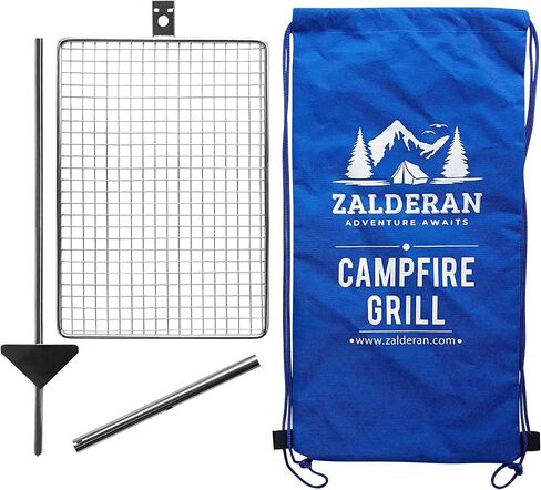 Zalderan Campfire Grill Grate. Small Lightweight, Stainless Steel, Portable, Backpack Hiking Grill. in Saudi Arabia