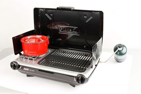 Coleman Tabletop 2-in-1 Camping Grill/Stove, 2-Burner Propane Grill & Stove for Outdoor Cooking with Adjustable Burners & Pressure Regulator, 20,000 BTUs of Power for Camping, Tailgating, Grilling in Saudi Arabia