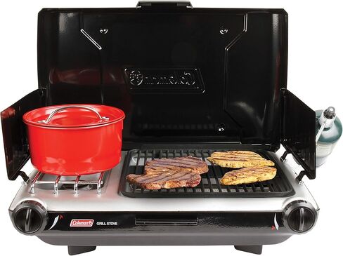 Coleman Tabletop 2-in-1 Camping Grill/Stove, 2-Burner Propane Grill & Stove for Outdoor Cooking with Adjustable Burners & Pressure Regulator, 20,000 BTUs of Power for Camping, Tailgating, Grilling in Saudi Arabia