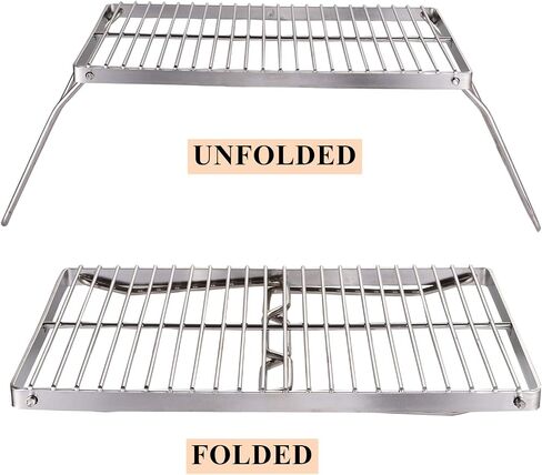 Yopay Folding Campfire Grill with Legs Carrying Bag, 304 Stainless Steel Grate Barbeque Grill, Heavy Duty Portable Camping Grill for Fireplaces, Picnics, Backpacking, Outdoor, 13.6 Inch x 9 Inch x 6.5 Inch in Kuwait