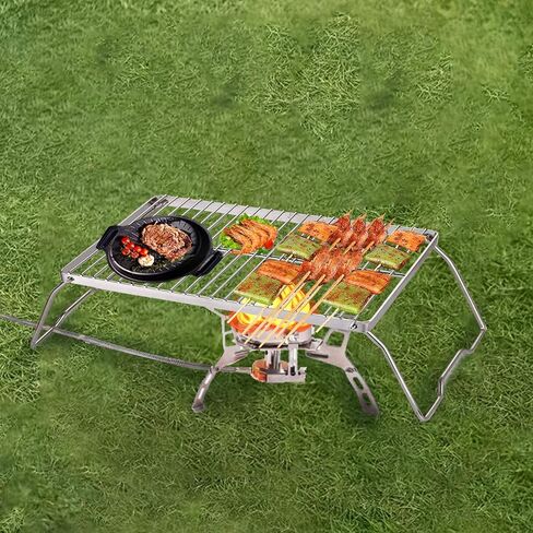 Yopay Folding Campfire Grill with Legs Carrying Bag, 304 Stainless Steel Grate Barbeque Grill, Heavy Duty Portable Camping Grill for Fireplaces, Picnics, Backpacking, Outdoor, 13.6 Inch x 9 Inch x 6.5 Inch in Kuwait