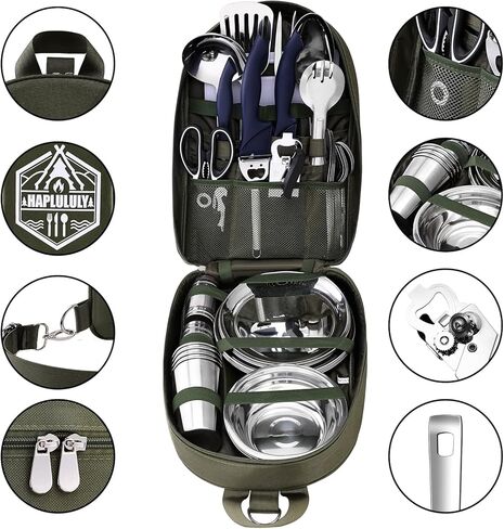 ملحقات التخييم من Haplululy، معدات التخييم التي يجب اقتناؤها، مجموعة أدوات الطبخ للتخييم، مجموعة أدوات الطبخ للتخييم، لوازم معدات المطبخ، ملحقات التخييم المحمولة في الهواء الطلق in Kuwait