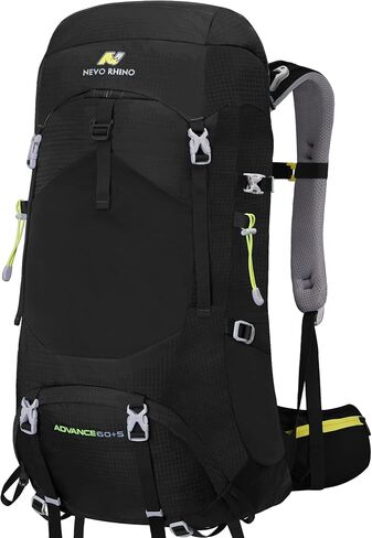 N NEVO RHINO Internal Frame Hiking Backpack 50/60/65/70/80L with Rain Cover | Backpacking Backpack with Padded Hip Belt, Multi-Pockets, Pole Loops, Waterproof Daypack for Men Women Climbing Camping in Kuwait