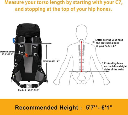 N NEVO RHINO Internal Frame Hiking Backpack 50/60/65/70/80L with Rain Cover | Backpacking Backpack with Padded Hip Belt, Multi-Pockets, Pole Loops, Waterproof Daypack for Men Women Climbing Camping in Kuwait