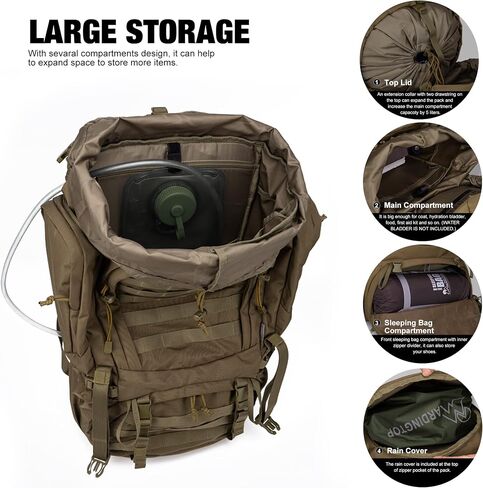 Mardingtop 60L Military Internal Frame Backpack for Hiking,Camping,Hunting,Rucksack Backpack with Rain Cover in Kuwait