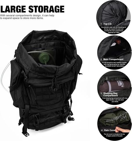 Mardingtop 50L/60LMolle Hiking Internal Frame Backpacks with Rain Cover for Camping,Backpacking,Travelling in Kuwait