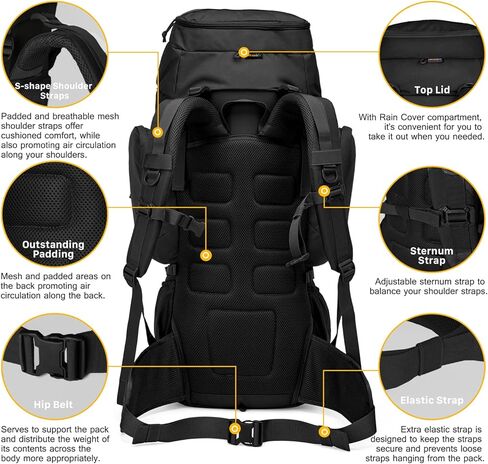 Mardingtop 50L/60LMolle Hiking Internal Frame Backpacks with Rain Cover for Camping,Backpacking,Travelling in Kuwait