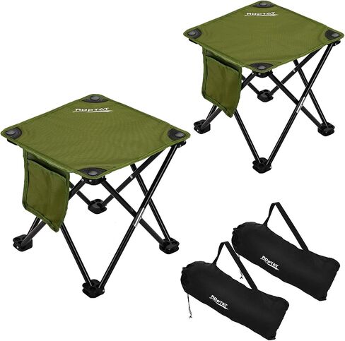 Roptat 2 Pack Camping Stool,Portable Folding Compact Lightweight Stool Seat for Camping Fishing Hiking Gardening Outdoor Walking Backpacking Travelling and Beach with Carry Bag in Kuwait