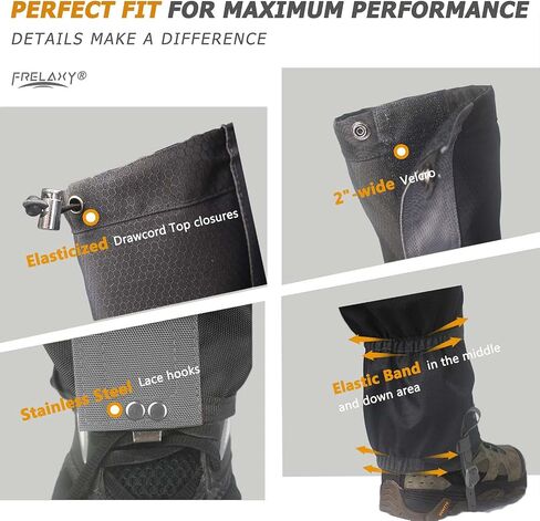 Frelaxy Leg Gaiters Ultra HIGH-Performance Hunting Gaiters, 100% Waterproof Hiking Gaiters with Upgraded Rubber Foot Strap, Adjustable Snow Boot Gaiters in Saudi Arabia
