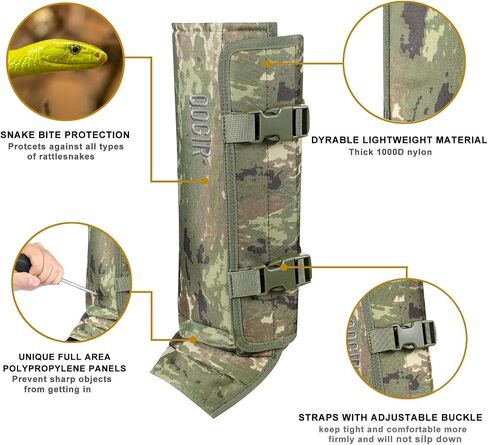 Snake Gaiters for Hunting: Durable Snake Guards, Snake Gaiter Leggings for Men & Women, Snake Bite Protection for Lower Legs, Snake Proof Gaiters with Adjustable Size in Kuwait