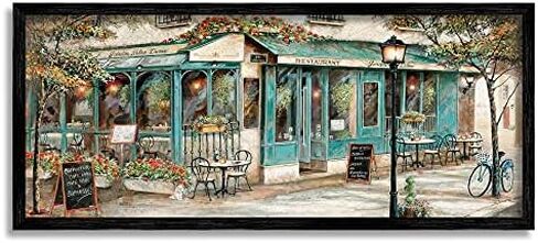 Stupell Industries European City Streets Traditional Restaurant Architecture Sidewalk Scene, Designed by Ruane Manning Wall Plaque, 17x7, Blue in Saudi Arabia