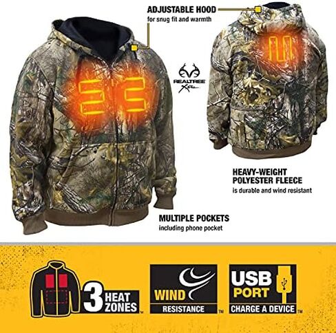 DEWALT DCHJ074D1-S Realtree Xtra Camouflage Heated Hoodie, Small, Camouflage in Saudi Arabia