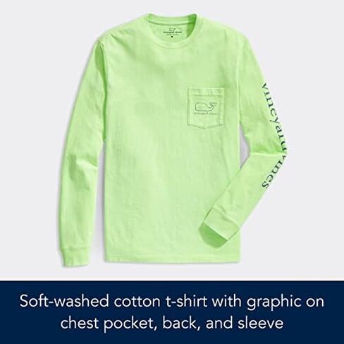 vineyard vines Men's Long-Sleeve Neon Garment Dyed Vintage Whale Pocket Tee in Saudi Arabia