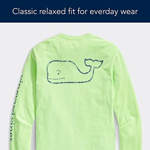 vineyard vines Men's Long-Sleeve Neon Garment Dyed Vintage Whale Pocket Tee in Saudi Arabia