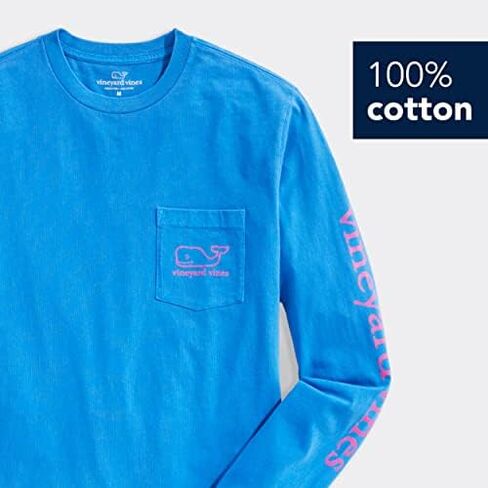 vineyard vines Men's Long-Sleeve Neon Garment Dyed Vintage Whale Pocket Tee in Saudi Arabia