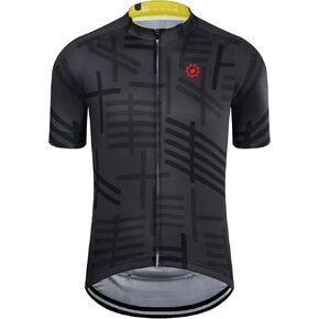 GCRFL Men's Cycling Jersey Short Sleeve Biking Shirt with 4 Rear Pockets Breathable Quick Dry Bicycle Jersey