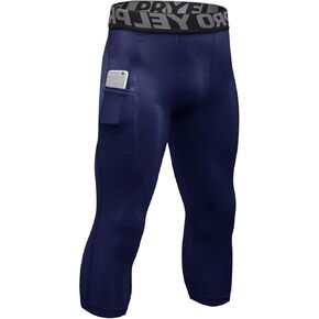 1 or 3 Pack Men's 3/4 Compression Pants, Dry Fit Men Running Leggings 3/4 Tights Gym Capri Pant Football Basketball