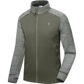 Little Donkey Andy Men's Quick Dry Warm Lightweight Running Jacket Full Zip Thermal Hybrid Thumbholes Golf Track Jacket