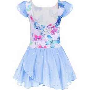 Arshiner Girls Ruffle Sleeve Ballet Dance Dress Tutu Skirted Leotard