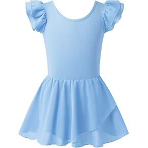 MERIABNY Girls Leotards for Dance Ruffle Sleeves Criss-cross Back Ballet Tutu Dresses for 3-9 Years Old in Saudi Arabia