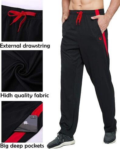 E-SURPA Men's Athletic Pant with Pockets Open Bottom Sweatpants for Men Workout, Exercise, Running in Saudi Arabia