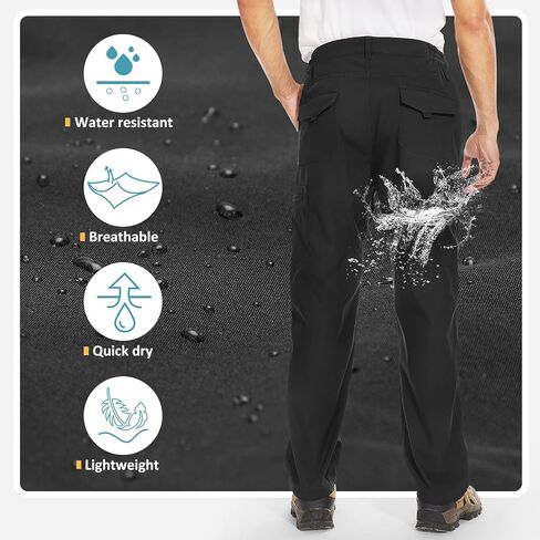 سراويل TERODACO للرجال للتنزه في الهواء الطلق سريعة الجفاف وخفيفة الوزن ومقاومة للماء وجيوب متعددة قابلة للتمدد وقابلة للتنفس in Kuwait