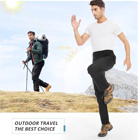 سراويل TERODACO للرجال للتنزه في الهواء الطلق سريعة الجفاف وخفيفة الوزن ومقاومة للماء وجيوب متعددة قابلة للتمدد وقابلة للتنفس in Kuwait