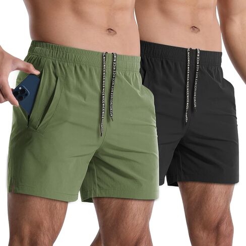 2 Pack Mens Athletic Shorts 5 Inch Quick Dry Gym Workout Shorts Men Lightweight Sports Running Shorts with Pockets in Kuwait