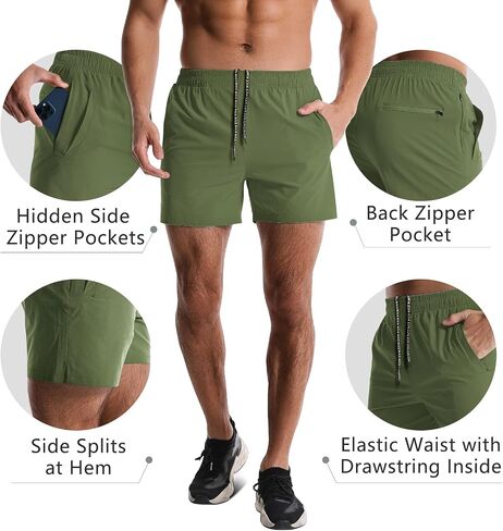 2 Pack Mens Athletic Shorts 5 Inch Quick Dry Gym Workout Shorts Men Lightweight Sports Running Shorts with Pockets in Kuwait