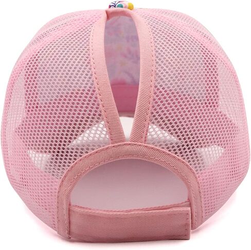 Girls Pony Hat Distressed High Ponytail Messy Bun Baseball Caps Kids Trucker Floral Sun Protection Hats Biking Cap(4-10years) in Saudi Arabia
