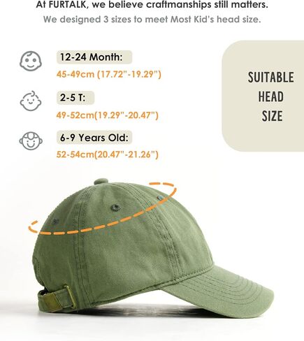 FURTALK Toddler Baseball Hat Kids Boys Girls Adjustable Washed Cotton Baseball Cap with Ponytail in Saudi Arabia