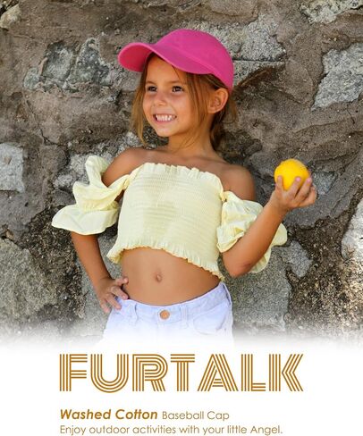 FURTALK Toddler Baseball Hat Kids Boys Girls Adjustable Washed Cotton Baseball Cap with Ponytail in Saudi Arabia