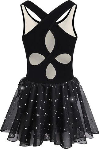 DANSHOW Ballet Leotards for Girls Dance Skirted Leotard Kids Ballet Tutu Dress Toddler Shiny Ruffle Sleeve Dancewear in Kuwait