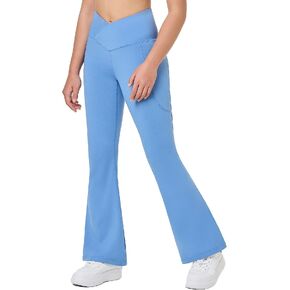 BALEAF Girls' Flare Leggings Cross High Waisted Bootcut Yoga Dance Pants Kids Bell Bottoms Leggings with Pockets in Saudi Arabia