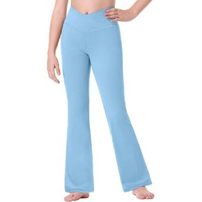 Ewedoos مضيئة طماق للفتيات السراويل اليوغا Bootcut مع جيوب كروس مضيئة اليوغا السراويل جرس قيعان السراويل الرياضية